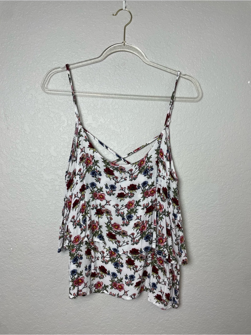 H&M White Floral Crisscross-Back Camisole Size 12